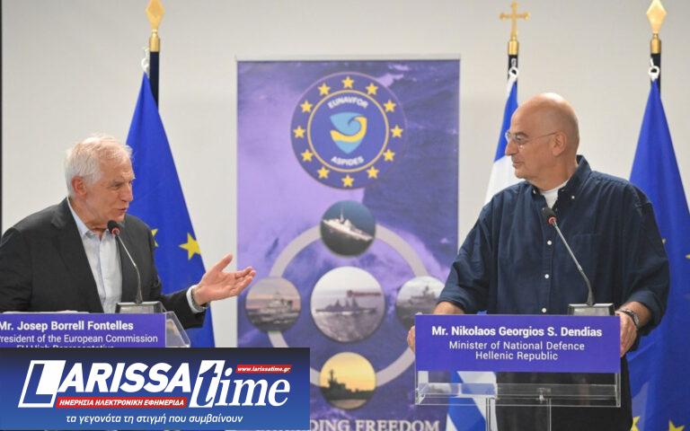 Επίσκεψη Δένδια – Μπορέλ στο Στρατηγείο της επιχείρησης «ΑΣΠΙΔΕΣ»