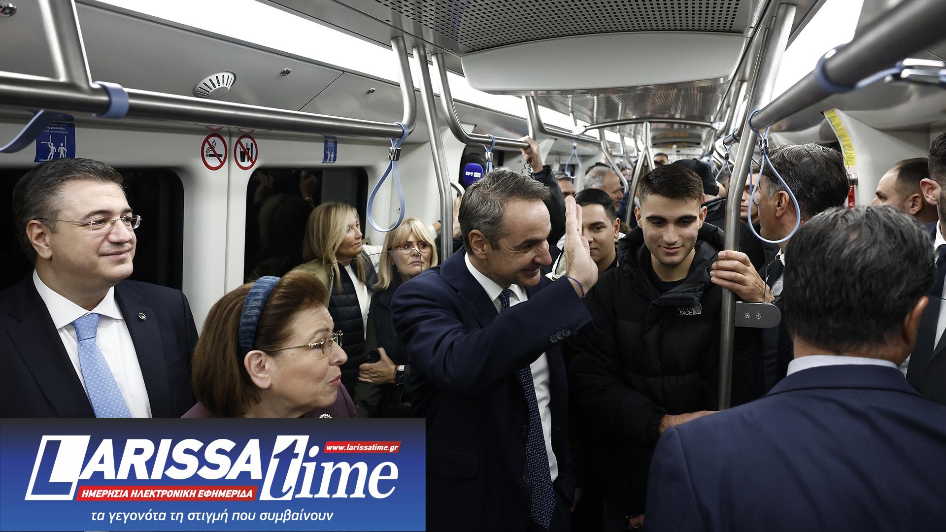 Μετρό Θεσσαλονίκης: Μητσοτάκης και Σακελλαροπούλου στο πρώτο δρομολόγιο [φωτογραφίες]-3