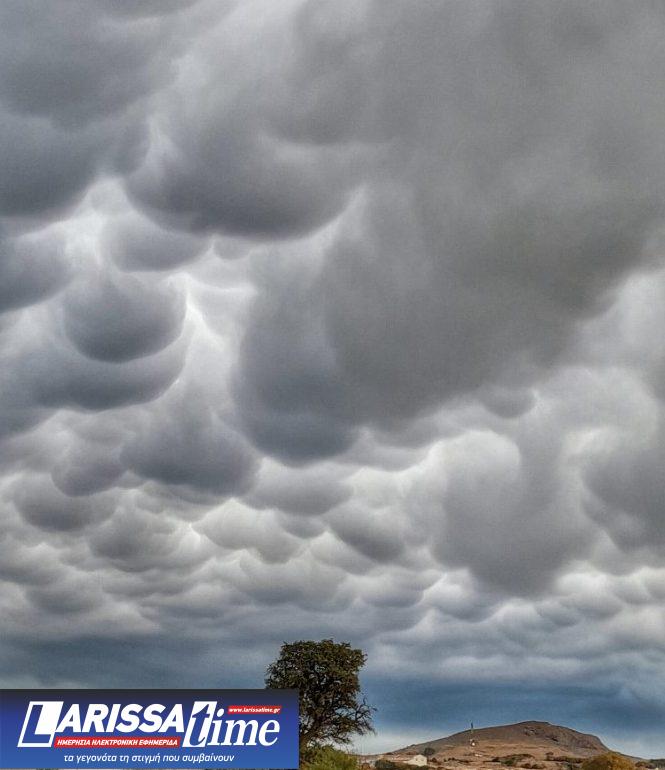 Εικόνα που δείχνει σύννεφα mammatus στη Σαμοθράκη