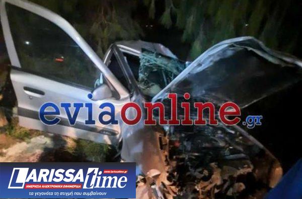 Εικόνα που δείχνει το αυτοκίνητο όπου έχασε τη ζωή του ο άτυχος 45χρονος να έχει μετατραπεί σε άμορφη μάζα σιδερικών