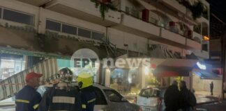 Κατέρρευσε τσιμεντένια μαρκίζα σε πεζοδρόμιο