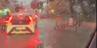 Αττική: Πλημμύρισε ο δρόμος στην Αργυρουπόλεως