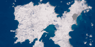 Λήμνος: Η εντυπωσιακή δορυφορική εικόνα που δείχνει το νησί 100% καλυμμένο από το χιόνι