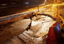 Καθίζηση στο οδόστρωμα του παραλιακού δρόμου, λόγω της κακοκαιρίας