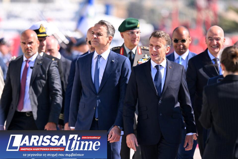 Επίσκεψη Μητσοτάκη – Μακρόν στη φρεγάτα «Κίμων»-1