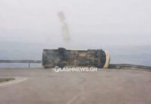 Χανιά: Ανατράπηκε λεωφορείο από τον αέρα στον δρόμο για Ανώπολη