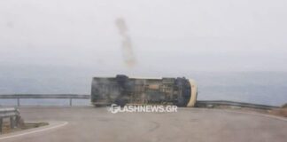 Χανιά: Ανατράπηκε λεωφορείο από τον αέρα στον δρόμο για Ανώπολη