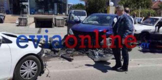 Νέο τροχαίο στην Εύβοια: Σφοδρή σύγκρουση δύο αυτοκινήτων με τρείς τραυματίες