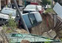 Θεσσαλονίκη: Υποχώρησε τοιχίο κατά την διάρκεια εργασιών – Η στιγμή που αυτοκίνητο πέφτει στο κενό