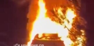 Στις φλόγες ενοικιαζόμενο ΙΧ στον ΒΟΑΚ – Σώοι οι δύο Ιταλοί τουρίστες
