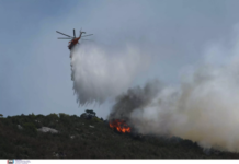 Μεγάλη φωτιά σε δασική έκταση στην Κορινθία