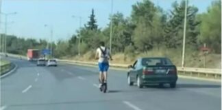 Ασυνείδητος οδηγός καβάλησε το πατίνι του και βγήκε στην Εθνική Οδό