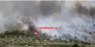 Μεγάλη φωτιά στο Σπαθοβούνι Κορινθίας: Ήχησε το 112, ενισχύθηκαν οι δυνάμεις πυρόσβεσης