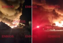 Λάρισα: Μεγάλη φωτιά σε χώρο επιχείρησης στο Ομορφοχώρι – Ήχησε το 112
