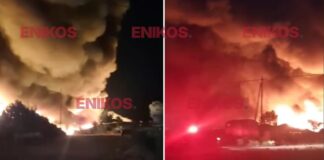 Λάρισα: Μεγάλη φωτιά σε χώρο επιχείρησης στο Ομορφοχώρι – Ήχησε το 112
