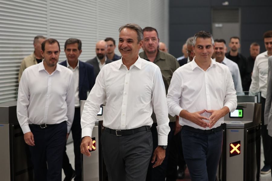 Ο Κυριάκος Μητσοτάκης στα εγκαίνια του Μετρό Καλαμαριάς