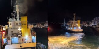 Φορτηγό πλοίο προσέκρουσε στην Παλιά Γέφυρα Χαλκίδας