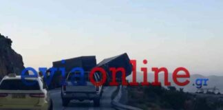 Εύβοια: Ισχυροί άνεμοι «σήκωσαν» νταλίκα στον δρόμο προς την Κάρυστο